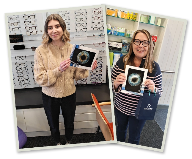 Customers holding their iris photo prints